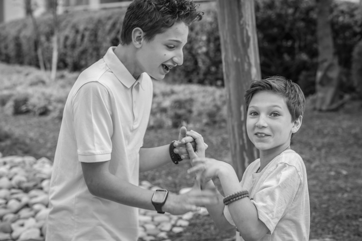 Two brothers being playful during their Crystal city family session